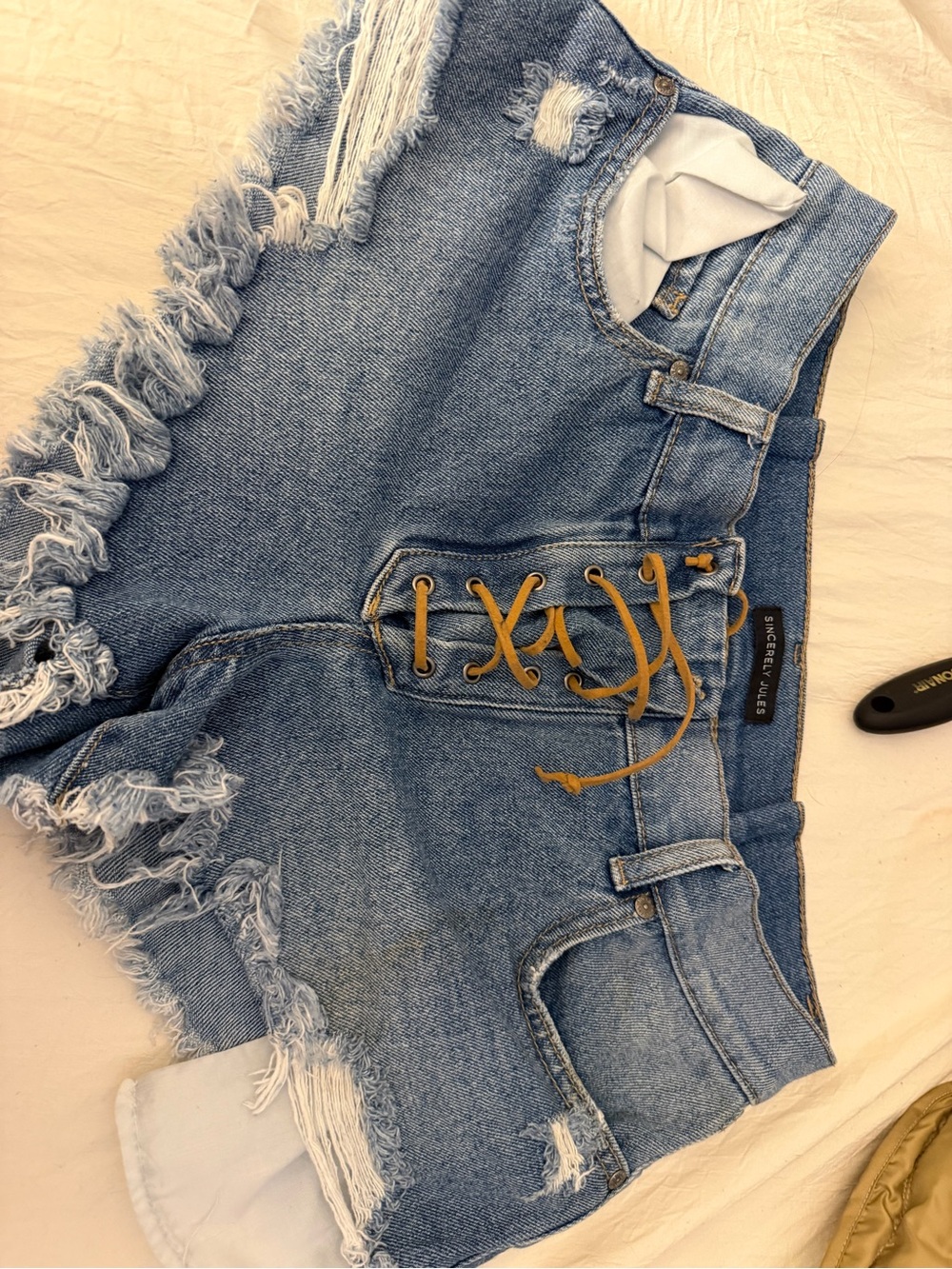 Sincerely Jules Medium Blue Denim Jeans with Contrast Stitching